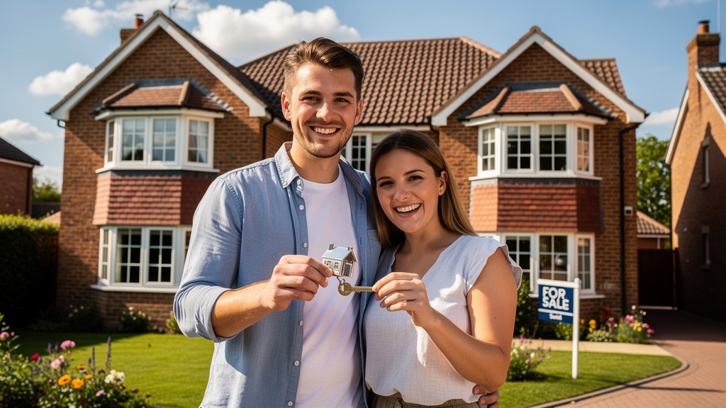Happy homebuyers receiving their property valuation results in Nottingham